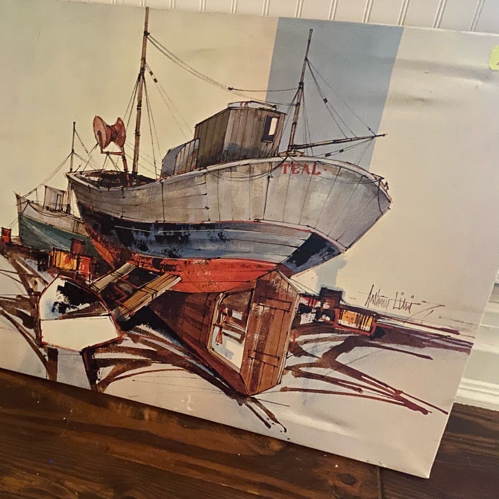 The oil painting of the “Teal” - a ship My father gave this to me.